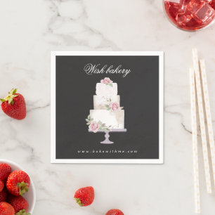 elegant three tier wedding cake bakery monogram napkin