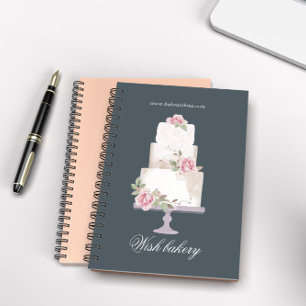 elegant three tier wedding cake monogram bakery notebook