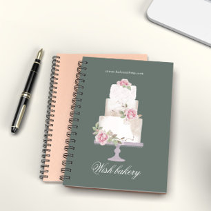 elegant three tier wedding cake monogram bakery notebook