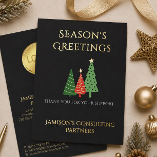 Elegant Three Tree Business Christmas Black Gold