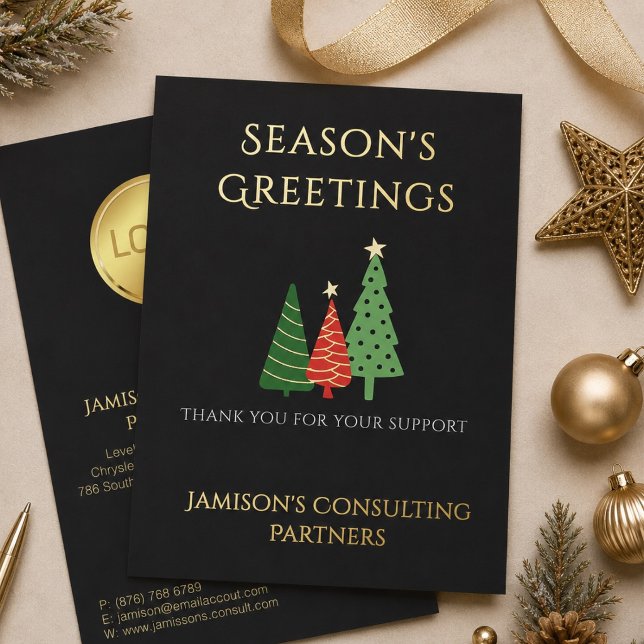 Elegant Three Tree Business Christmas Black Gold (Creator Uploaded)