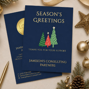 Elegant Three Tree Business Christmas Blue Gold