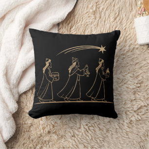 Elegant Three Wise Men Following Star Minimalist Cushion