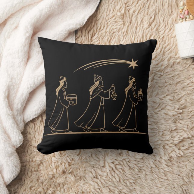 Elegant Three Wise Men Following Star | Minimalist Cushion (Blanket)