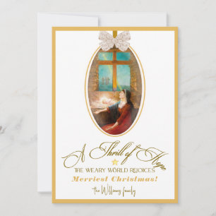 Elegant Thrill of Hope Dusty Gold Photo Christmas Holiday Card