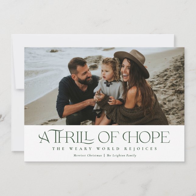 Elegant Thrill of Hope | Green Photo Christmas   Holiday Card (Front)
