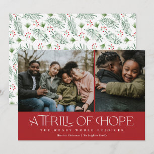 Elegant Thrill of Hope Two Photo Christmas Holiday Card