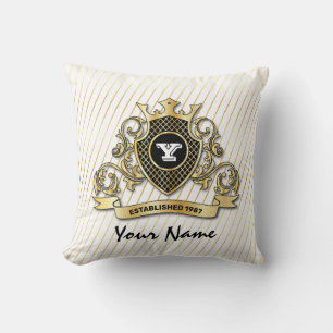 Elegant Throw Pillow with Gold Monogram