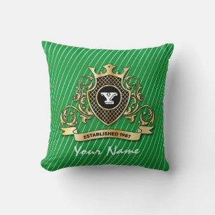 Elegant Throw Pillow with Gold Monogram