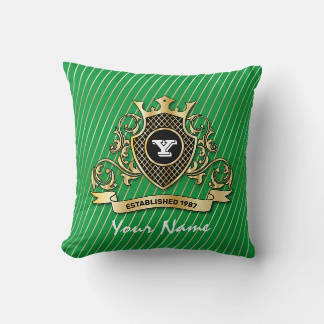 Elegant Throw Pillow with Gold Monogram (Front)