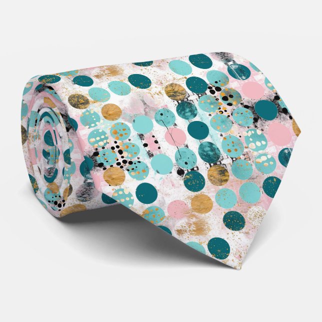 Elegant Tie in Pink and Turquoise (Rolled)