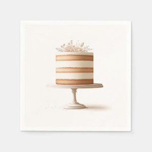 Elegant Tier White Floral Cake Bridal Shower Napkin