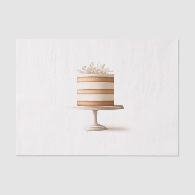 Elegant Tier White Floral Wedding Cake Bakery  Tissue Paper (Front)