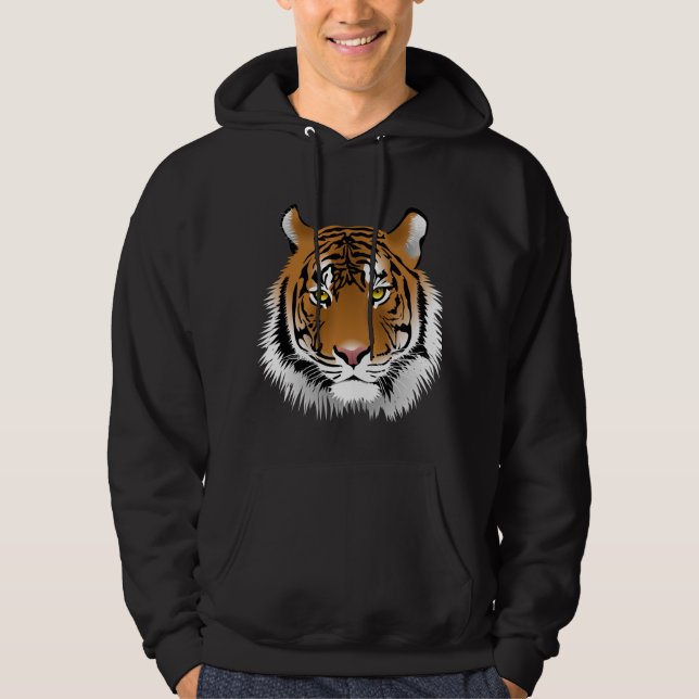 Elegant tiger print for him black hoodie (Front)