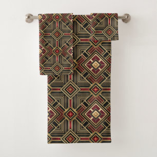 Elegant tile art deco pattern bath towel set