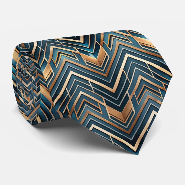 Elegant tiled Art Deco pattern  Tie (Rolled)