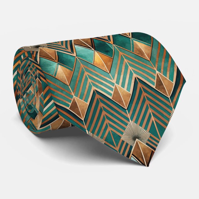 Elegant tiled Art Deco pattern  Tie (Rolled)