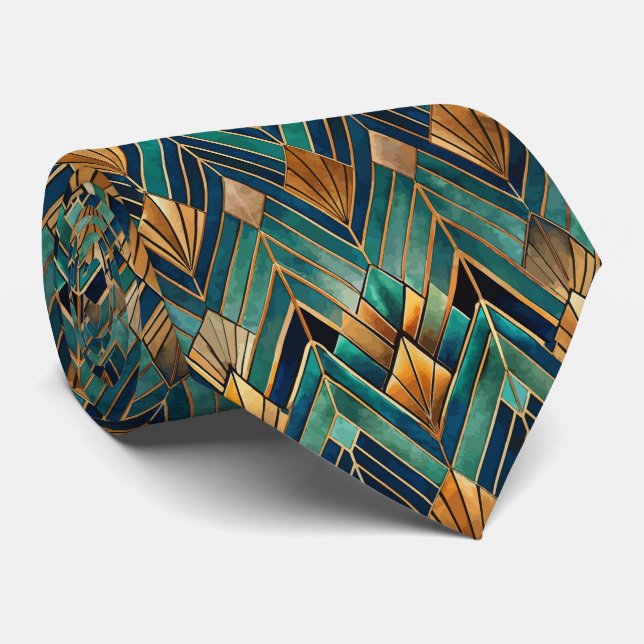 Elegant tiled Art Deco pattern  Tie (Rolled)