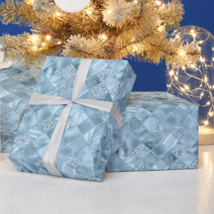 elegant tiled ice blue pattern Christmas Wrapping Paper
