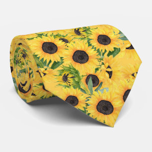 elegant tiled sunflower pattern floral tie