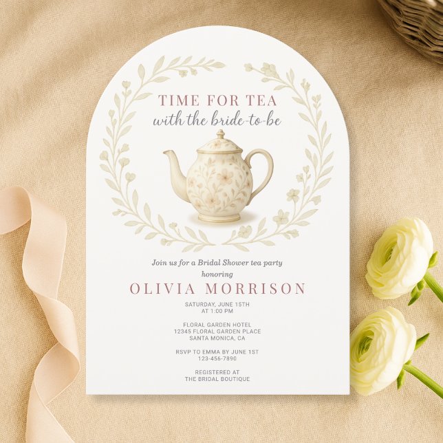 Elegant Time for Tea Bridal Shower Wildflower  Invitation (Creator Uploaded)