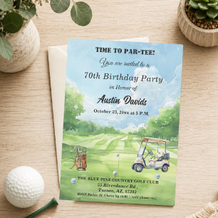 Elegant Time to Par-Tee 70th Golf Birthday Party  Invitation