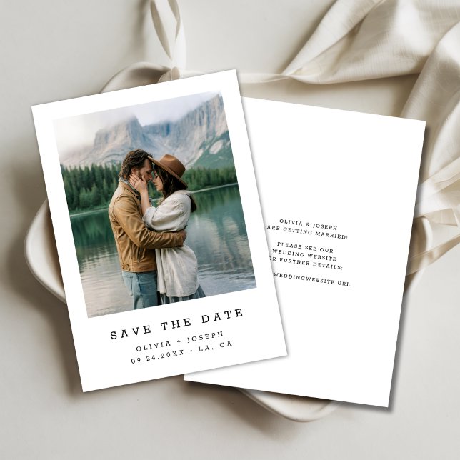 Elegant Timeless Minimal Wedding Lakeside Photo Save The Date (Creator Uploaded)