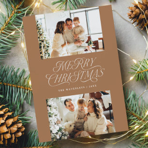 Elegant Timeless Neutral Merry Christmas Photo Holiday Card