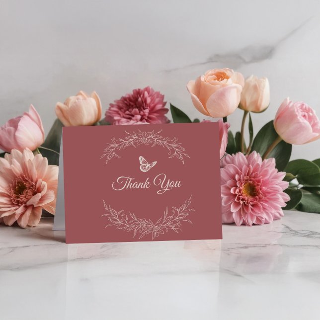 Elegant Timeless Rose Mauve Folded Thank You Card (Creator Uploaded)