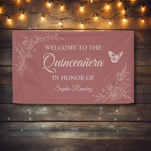 Elegant Timeless Rose Mauve Quinceañera Banner