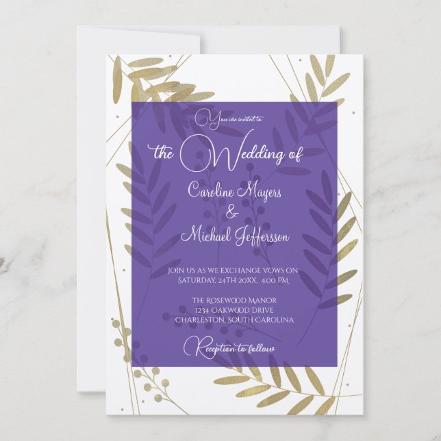 Elegant Timeless Soft Gold Floral Accents Invitation (Front)
