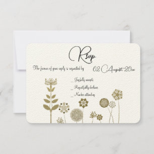Elegant Timeless Soft Gold Floral Minimalism RSVP Card