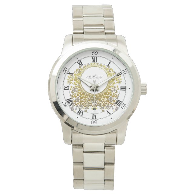 Elegant Timeless Soft Gold Foliage Watch (Front)