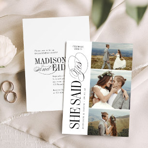 Elegant Timeless Typography 3 photo Engagement Invitation