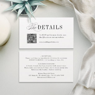 Elegant Timeless Typography Simple Wedding Details Place Card