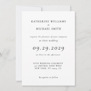 Elegant Timeless White Wedding Invitations