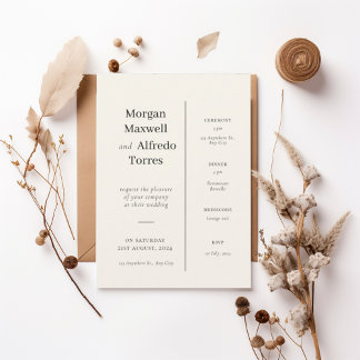 Elegant Timeline Ceremony & Reception Details Invitation