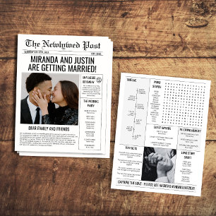 Elegant Timeline Newspaper-Style Wedding Program Flyer