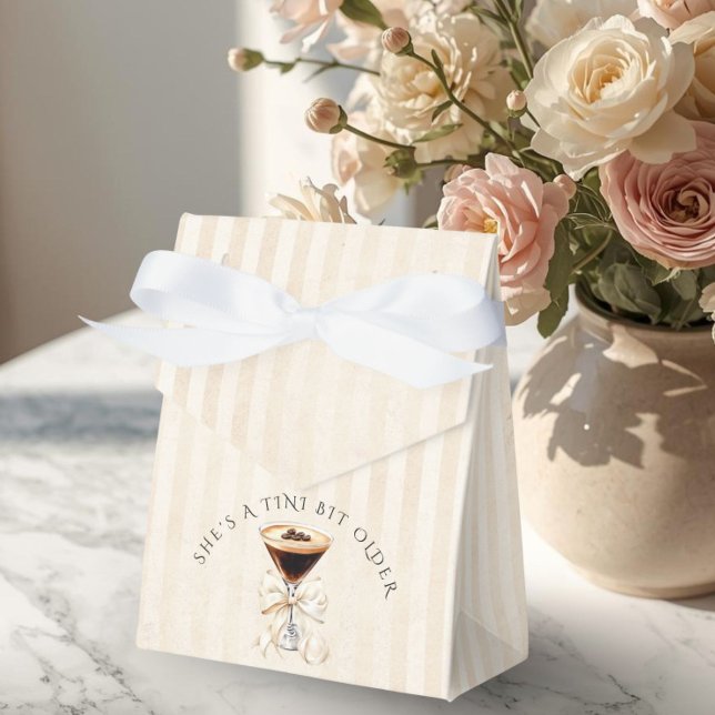 Elegant Tini Bit Older Espresso Martini Birthday Favour Box (She's a tini bit older espresso martini birthday party Favor Box)