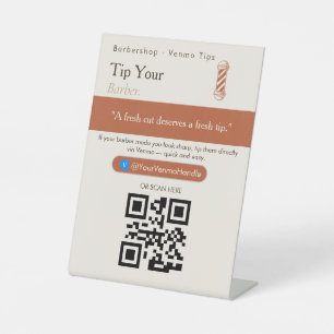 Elegant Tip Your Barista QR Code Sign Venmo Tips