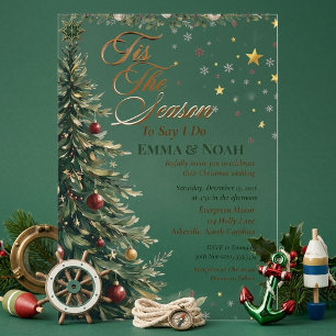 Elegant Tis The Season I Do Christmas Tree Wedding Acrylic Invitations