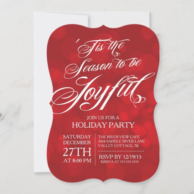 Elegant Tis The Season Joyful Holiday Party Invitation (Front)