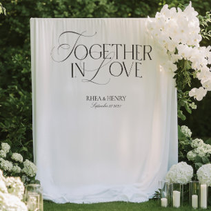 Elegant Together in Love Wedding Welcome Banner Tapestry