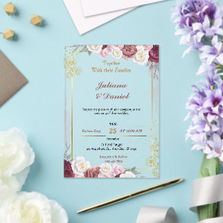 Elegant Together with their Families Wedding Acrylic Invitations