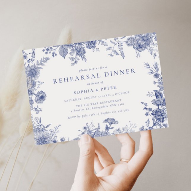 Elegant Toile Floral Rehearsal Dinner Invitation (Creator Uploaded)