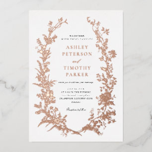 Elegant Toile Floral Wreath Wedding Rose Gold