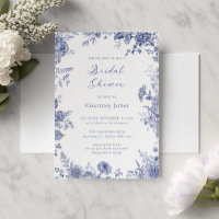Elegant Toile French Blue Bridal Shower