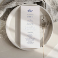 Elegant Toile French Blue Floral Ceremony Program