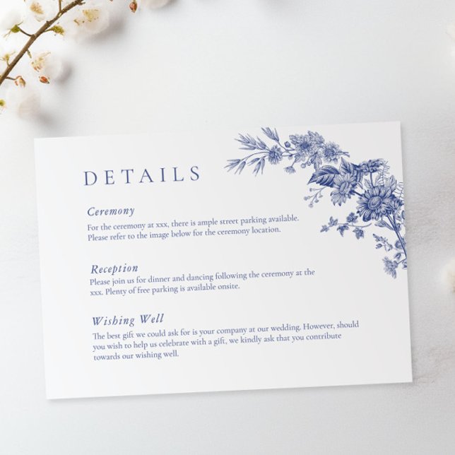 Elegant Toile French Blue Floral Detail Card (Creator Uploaded)
