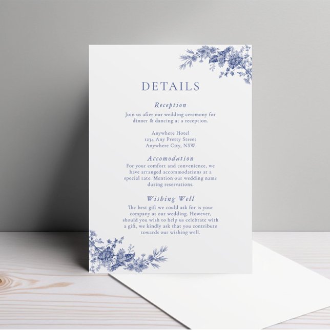 Elegant Toile French Blue Floral Enclosure Card (Creator Uploaded)